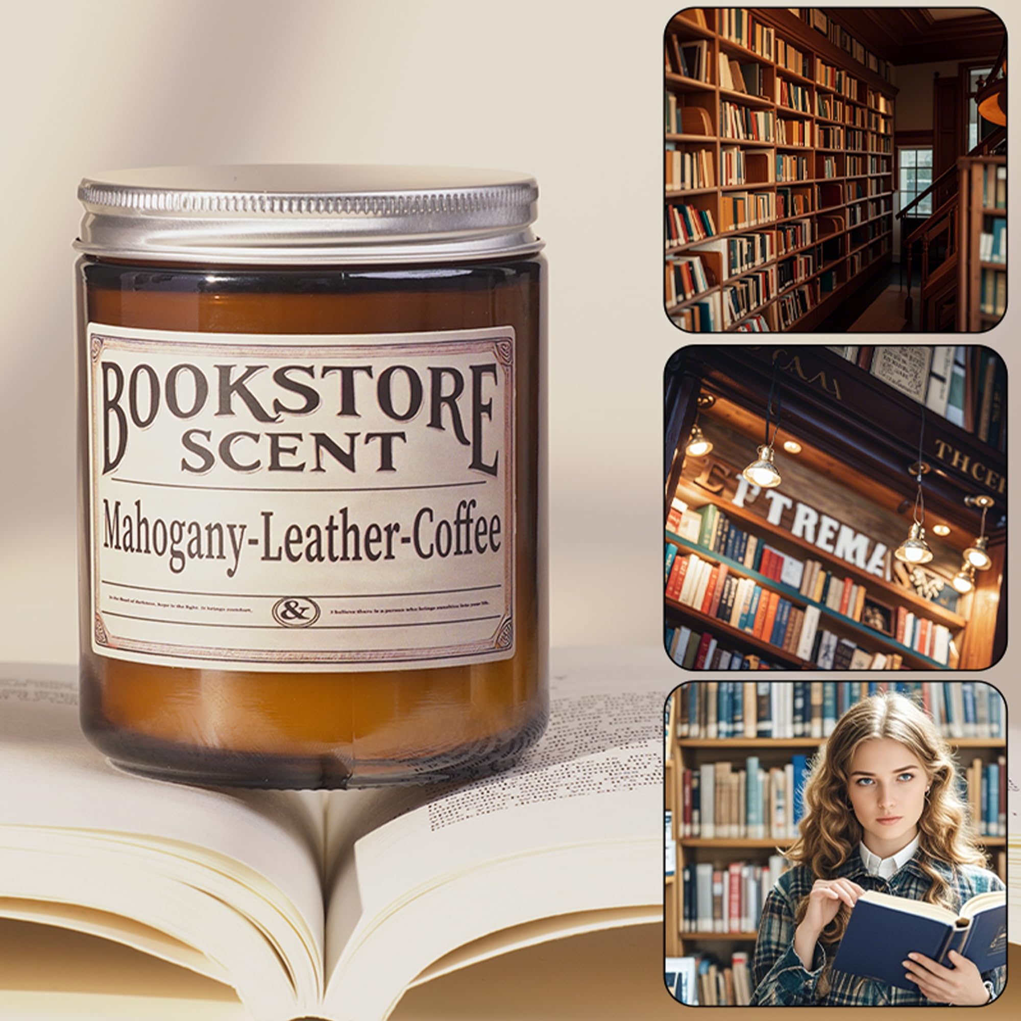 GOPAS Book Lover Candle close-up of cotton wick for clean burn