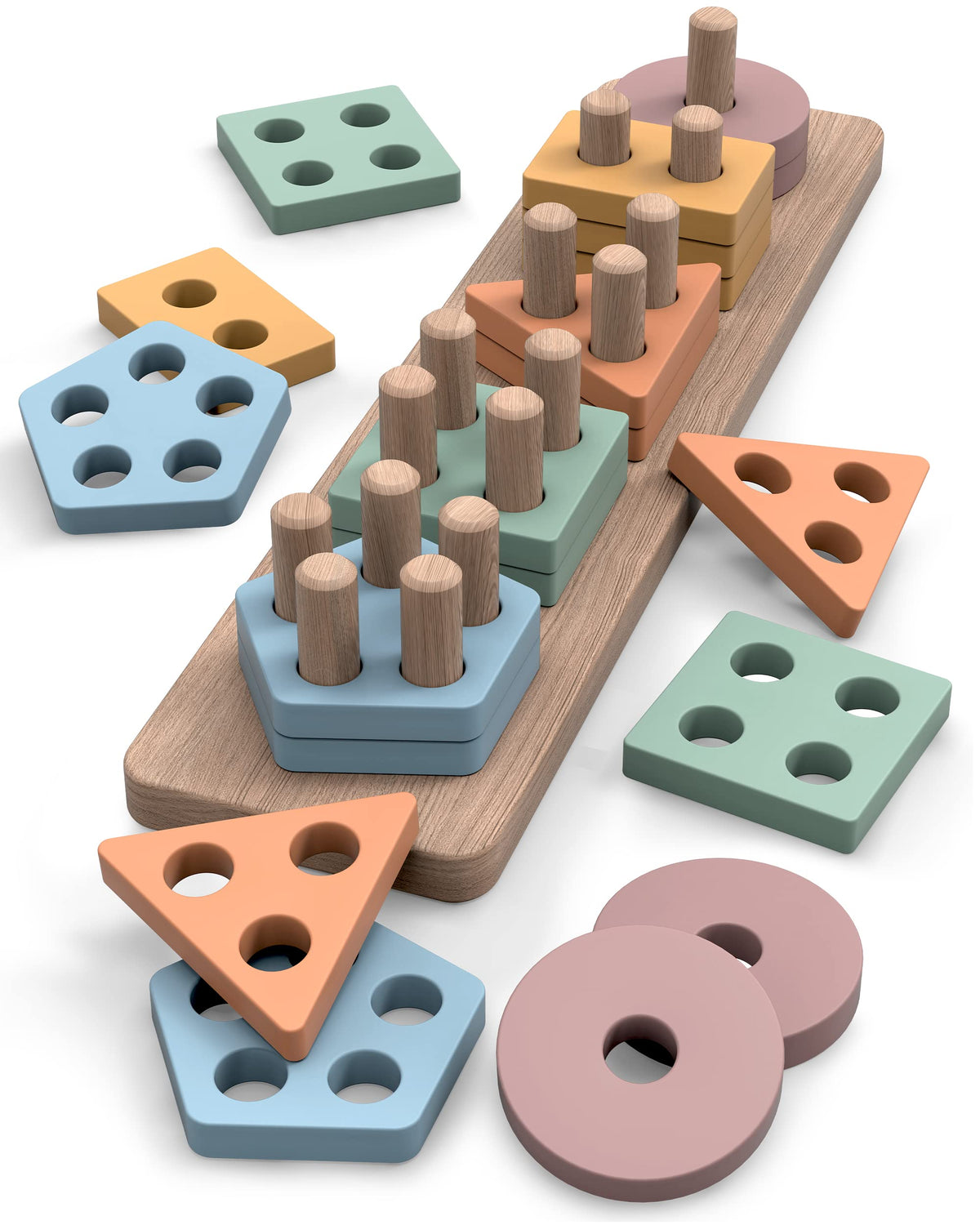 GOPO TOYS Montessori shape sorter promotes tactile sorting for early problem-solving.