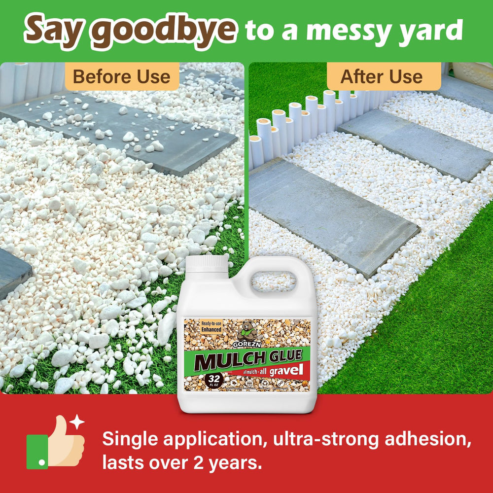 GoRezn Mulch Glue bottle front view showcasing ready-to-use landscaping adhesive