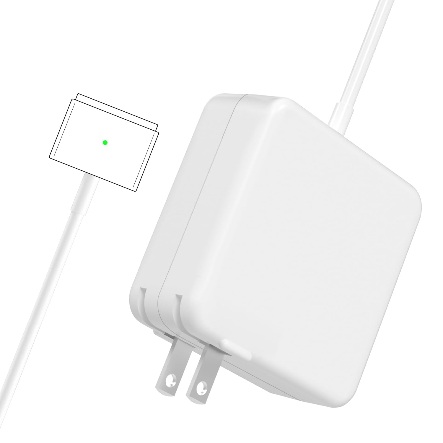 Gorgeous 60W magnetic 2T-Tip charger side view for home or travel.