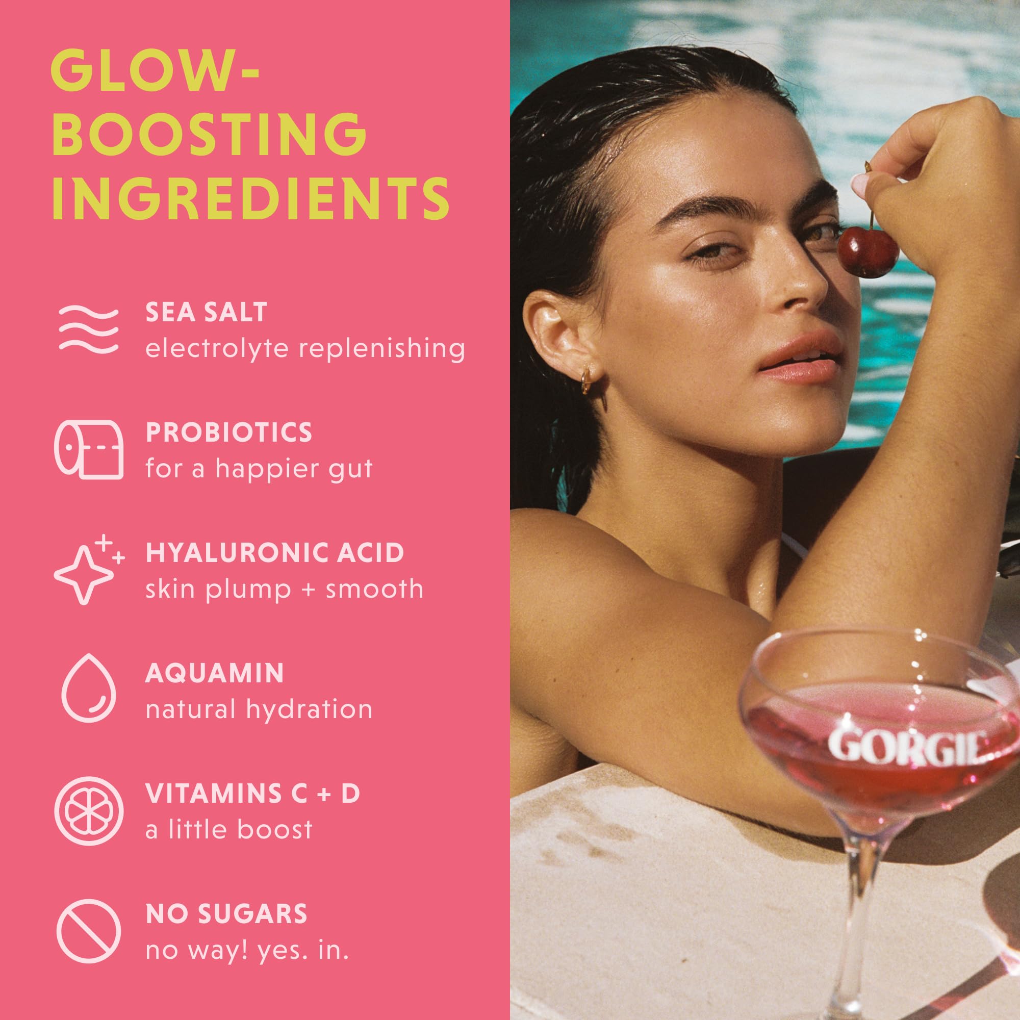 GORGIE Glow vitamins C and D provide antioxidant support and skin vitality in a sip.