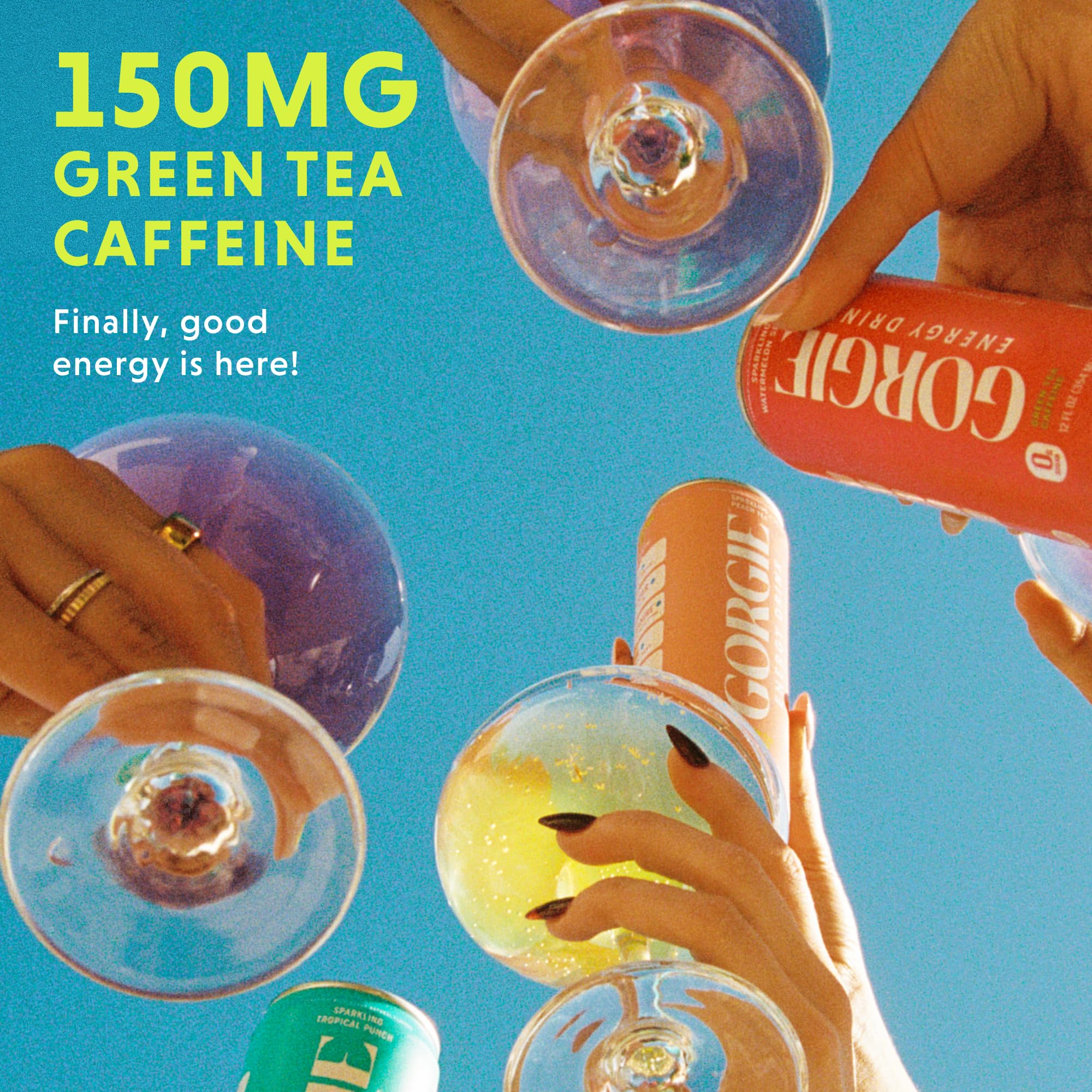 Close-up of GORGIE ingredients showing green tea caffeine and biotin