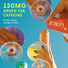 Close-up of GORGIE ingredients showing green tea caffeine and biotin