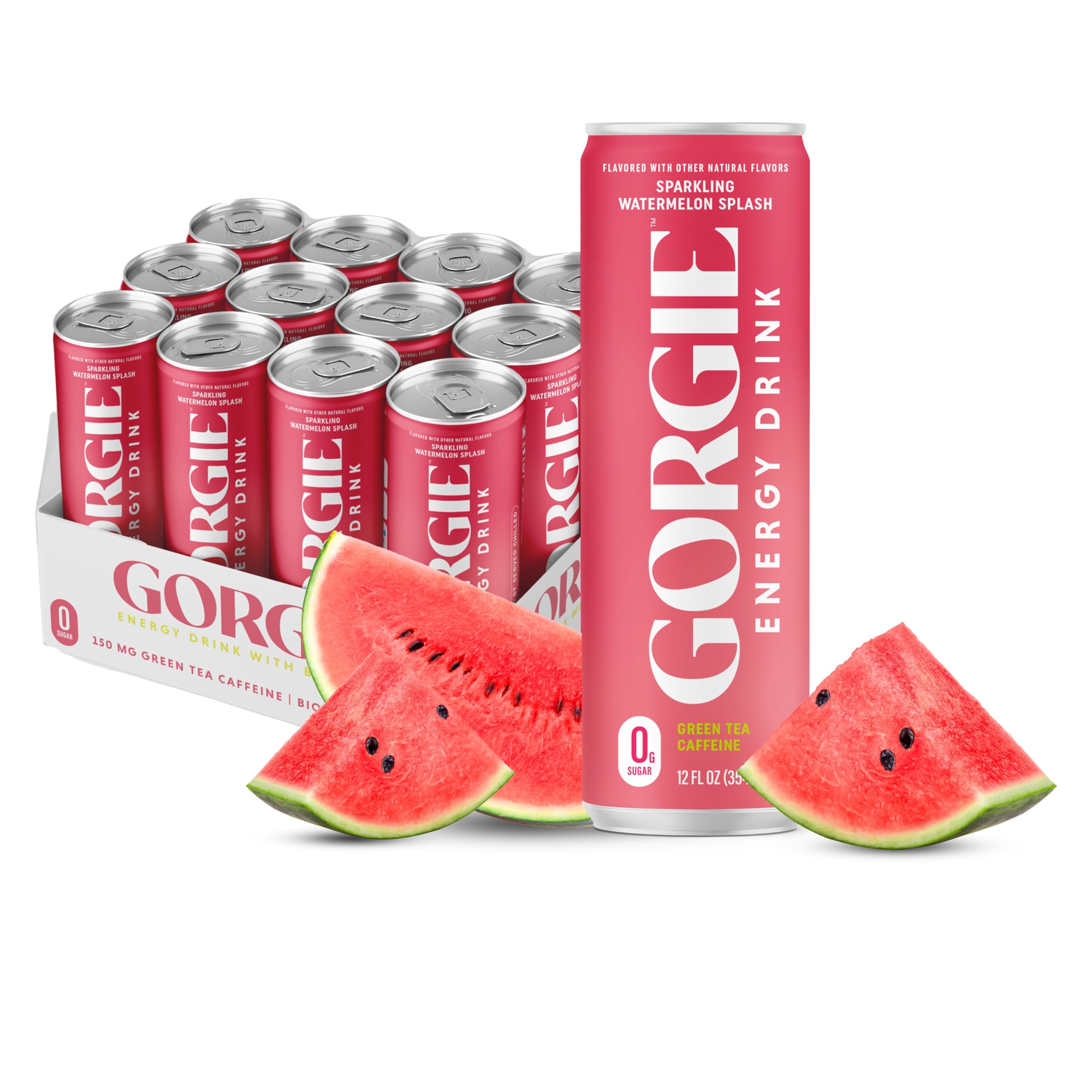 GORGIE Watermelon Crush bottle showing sugar-free, low-calorie energy benefits
