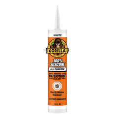 GORILLA 100% silicone waterproof caulk packaging for versatile indoor and outdoor repair.
