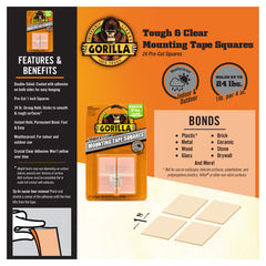 Gorilla adhesive squares on wood or brick surfaces provide durable indoor-outdoor mounting