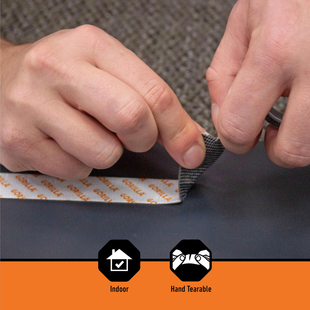 Gorilla Max Strength Mounting Tape delivers instant hold for quick, permanent adhesion