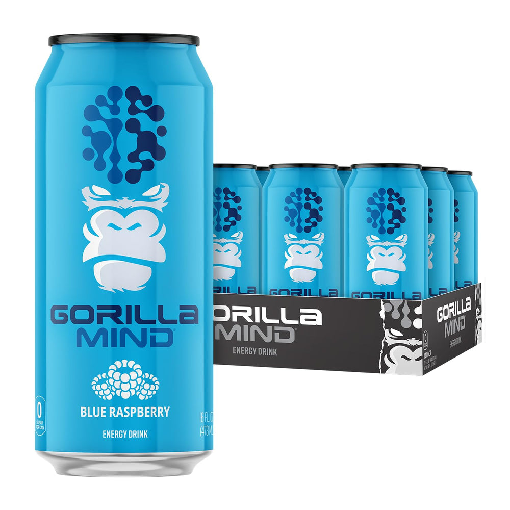 Gorilla Mind Energy blue raspberry can provides a refreshing boost