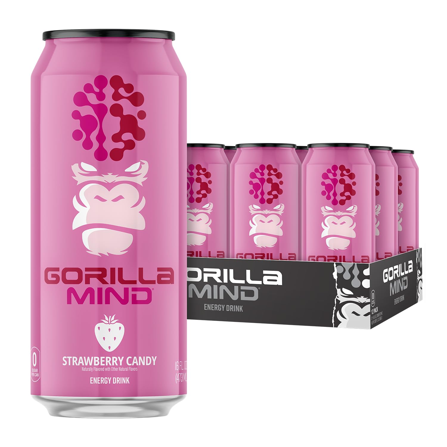 Gorilla Mind Energy Drink can front view, sugar-free formula supports focus