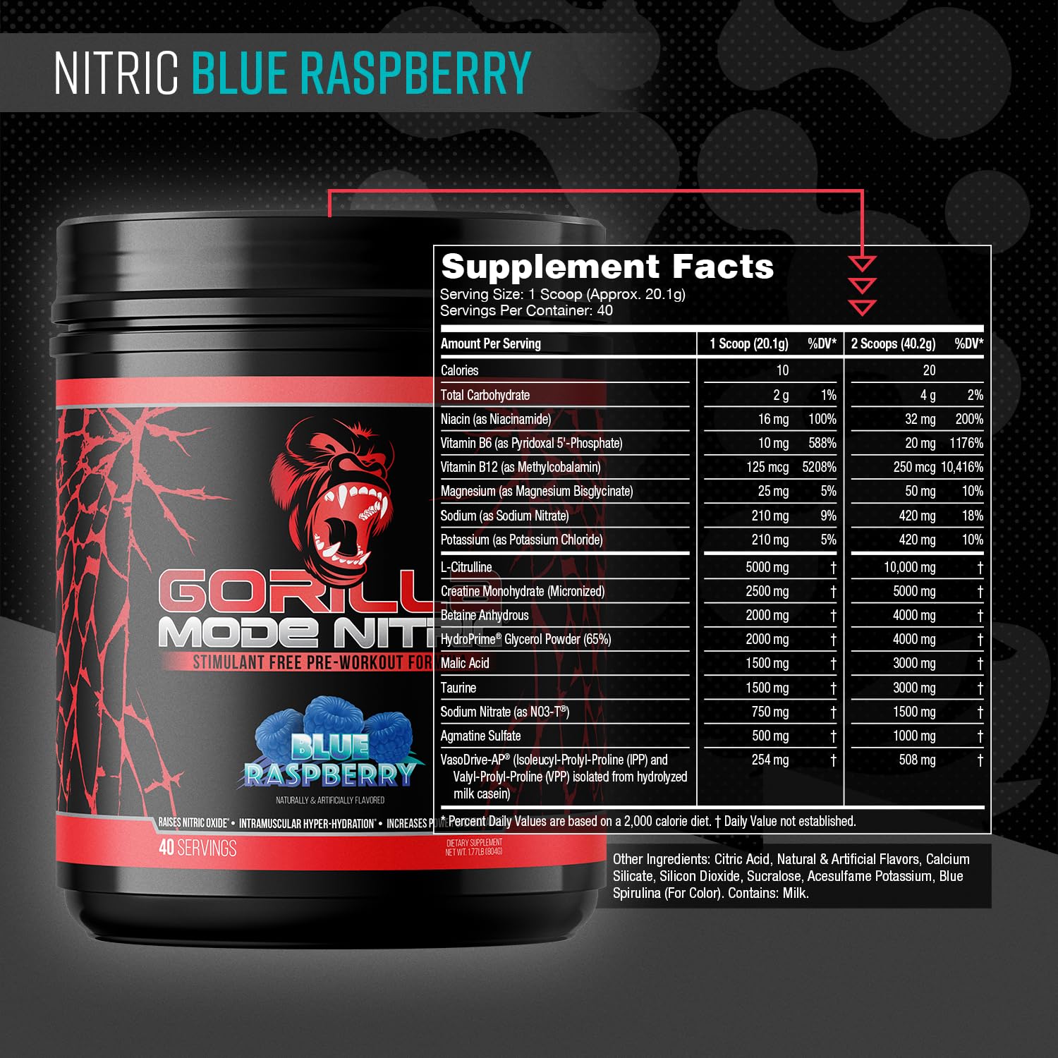 Gorilla Mind Gorilla Mode Nitric Upgraded glass with mixed pre-workout for a clean pumps experience.