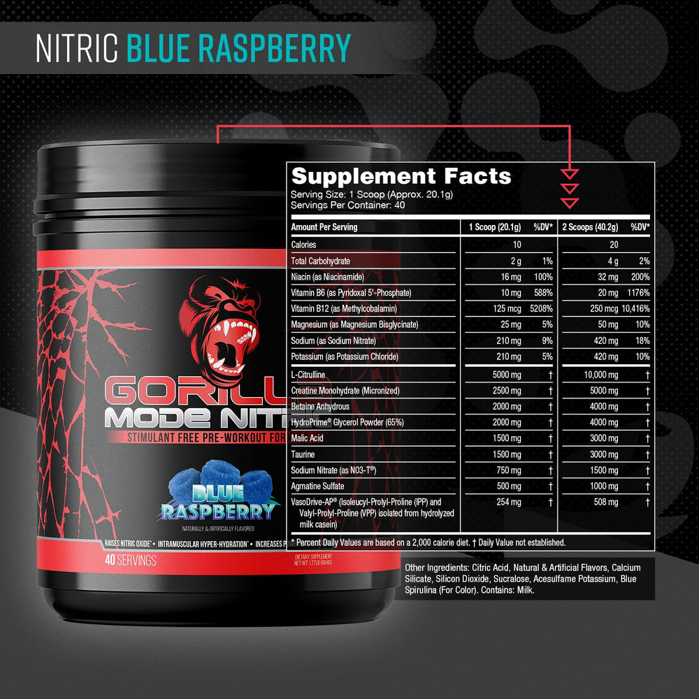 Gorilla Mind Gorilla Mode Nitric Upgraded glass with mixed pre-workout for a clean pumps experience.