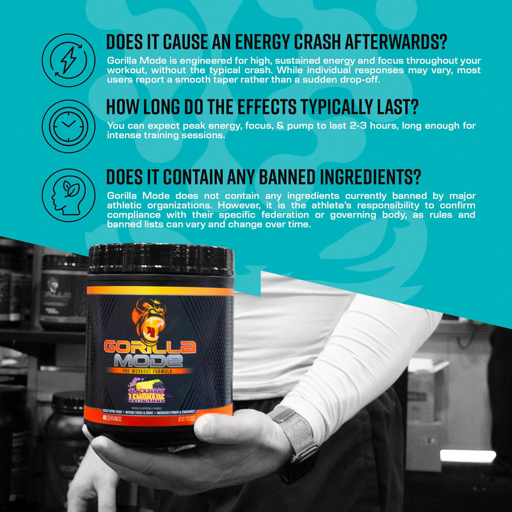 Gorilla Mind Pre Workout label closeup showing high caffeine blend