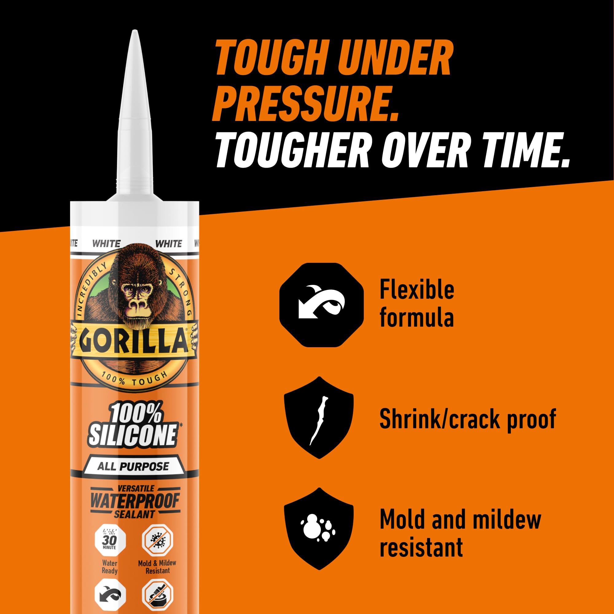 GORILLA sealant ideal for showers, sinks, and gutters.