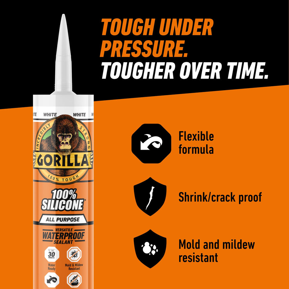 GORILLA sealant ideal for showers, sinks, and gutters.