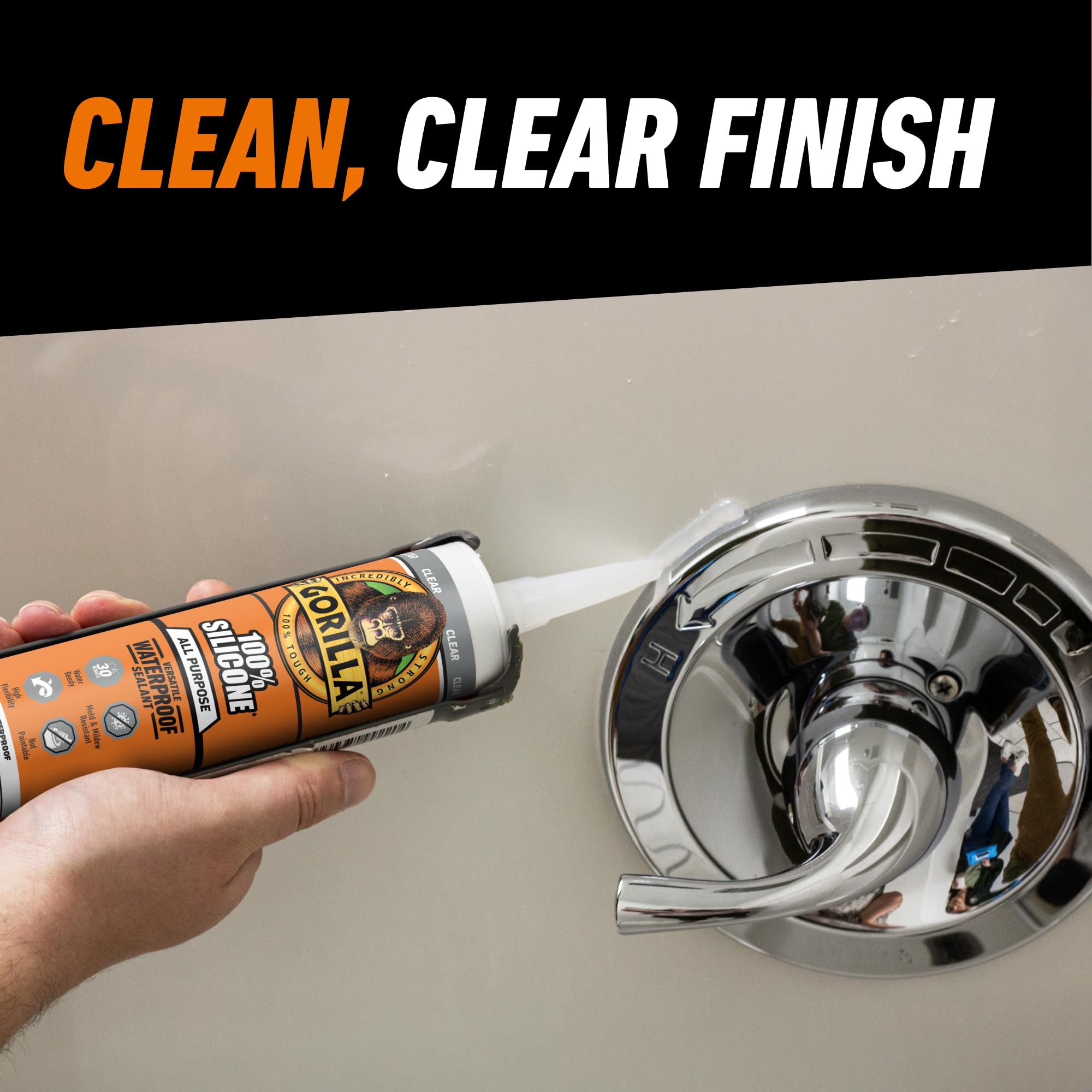 Gorilla silicone sealant curing close-up showing 24-hour stabilization