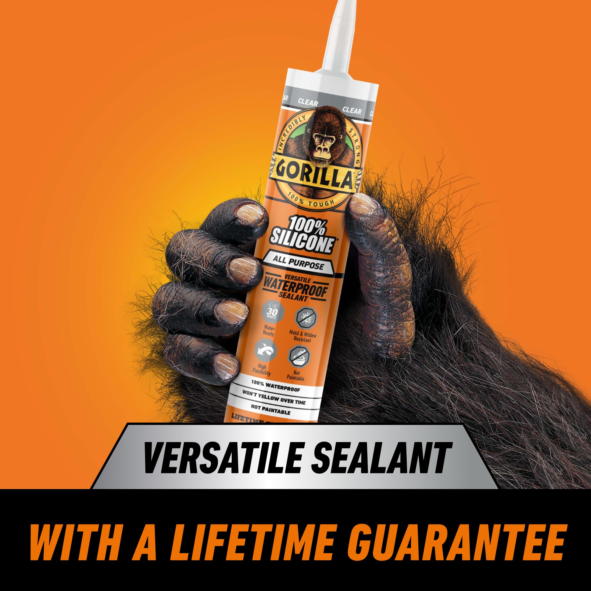 Gorilla silicone sealant applied with a caulk gun for durable indoor repairs
