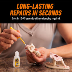 Gorilla Super Glue dual dispensing shows brush and precision nozzle.