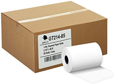 Gorilla Supply 2 1/4 x 85 thermal paper roll for Clover VX510, crisp receipts.