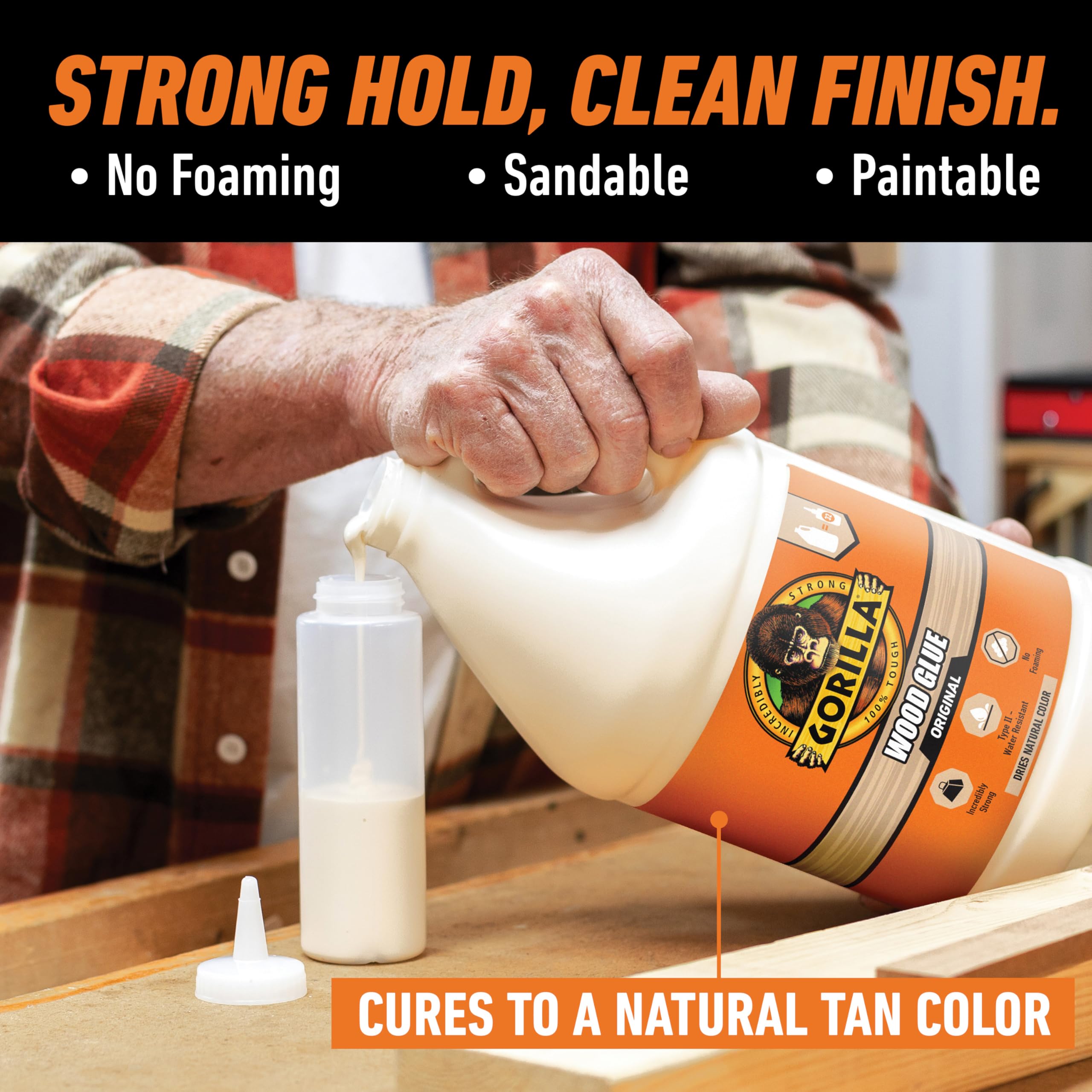 Gorilla Wood Glue bond suitable for indoor and outdoor use with water resistance.