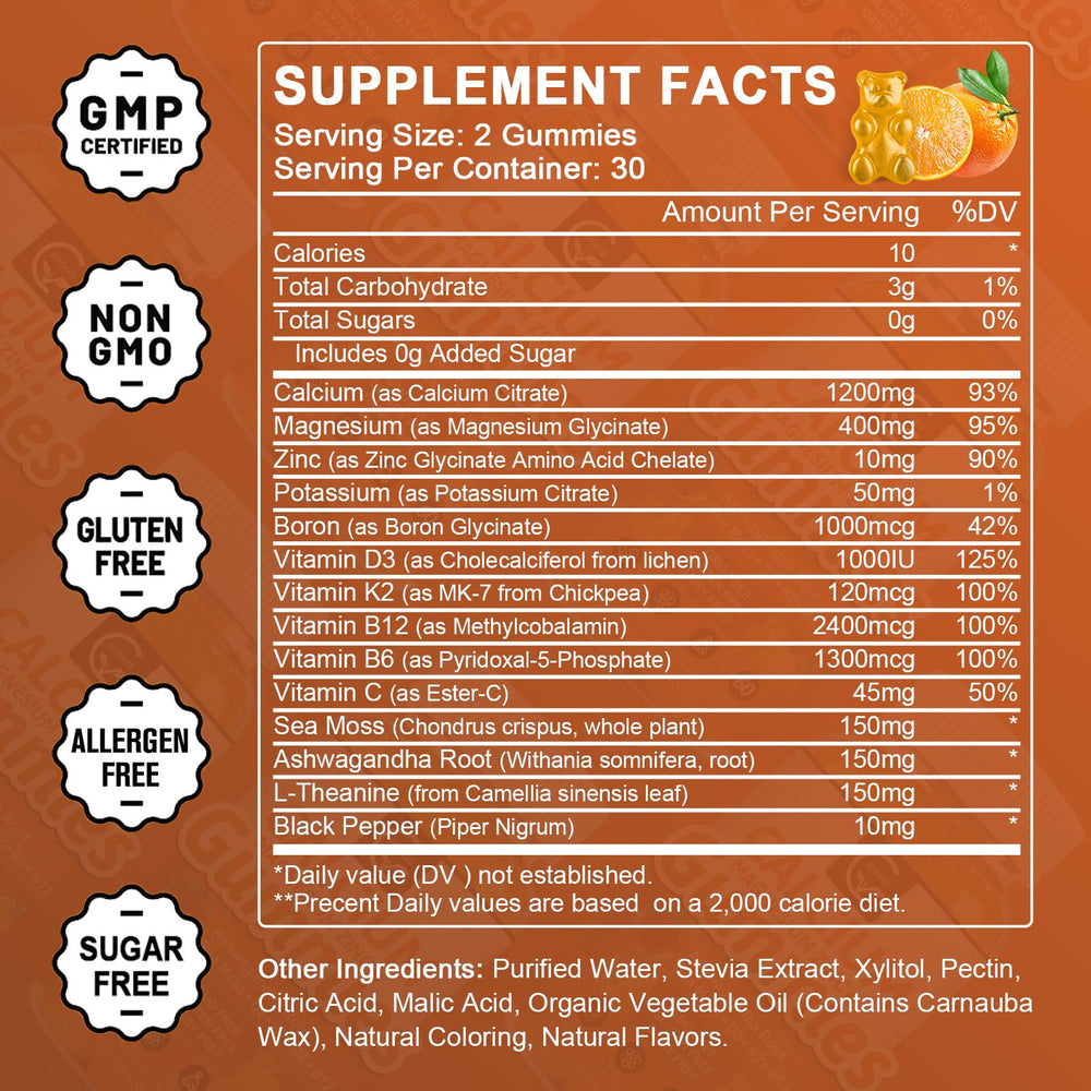 GORNVB Calcium Gummies closeup texture emphasizing chewable convenience for daily intake