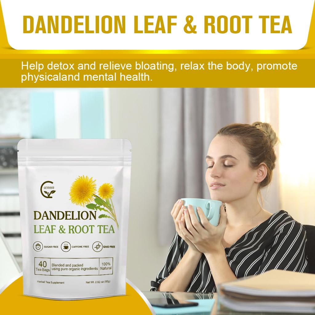 GORNVB Dandelion tea label emphasizing quality and natural ingredients