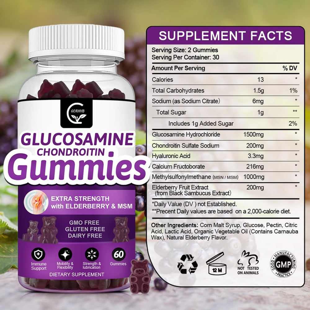 GORNVB glucosamine chondroitin gummies close-up highlighting berry flavor for daily enjoyment