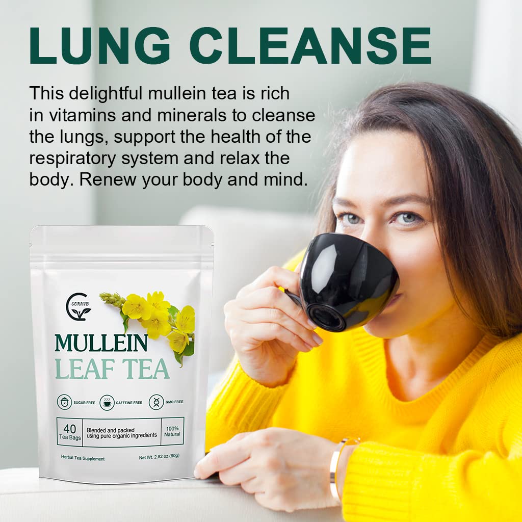 GORNVB mullein leaf tea bags dry leaves ready for a soothing brew.