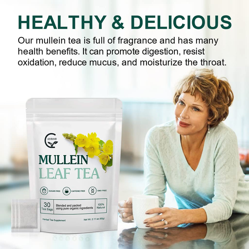 GORNVB hot mullein tea in cup ready to enjoy a relaxing break