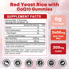 GORNVB red yeast rice and CoQ10 gummies close-up highlighting ingredients.