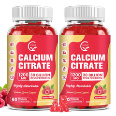 GORNVB sugar-free calcium citrate gummies raspberry bottle ready for daily bone support.