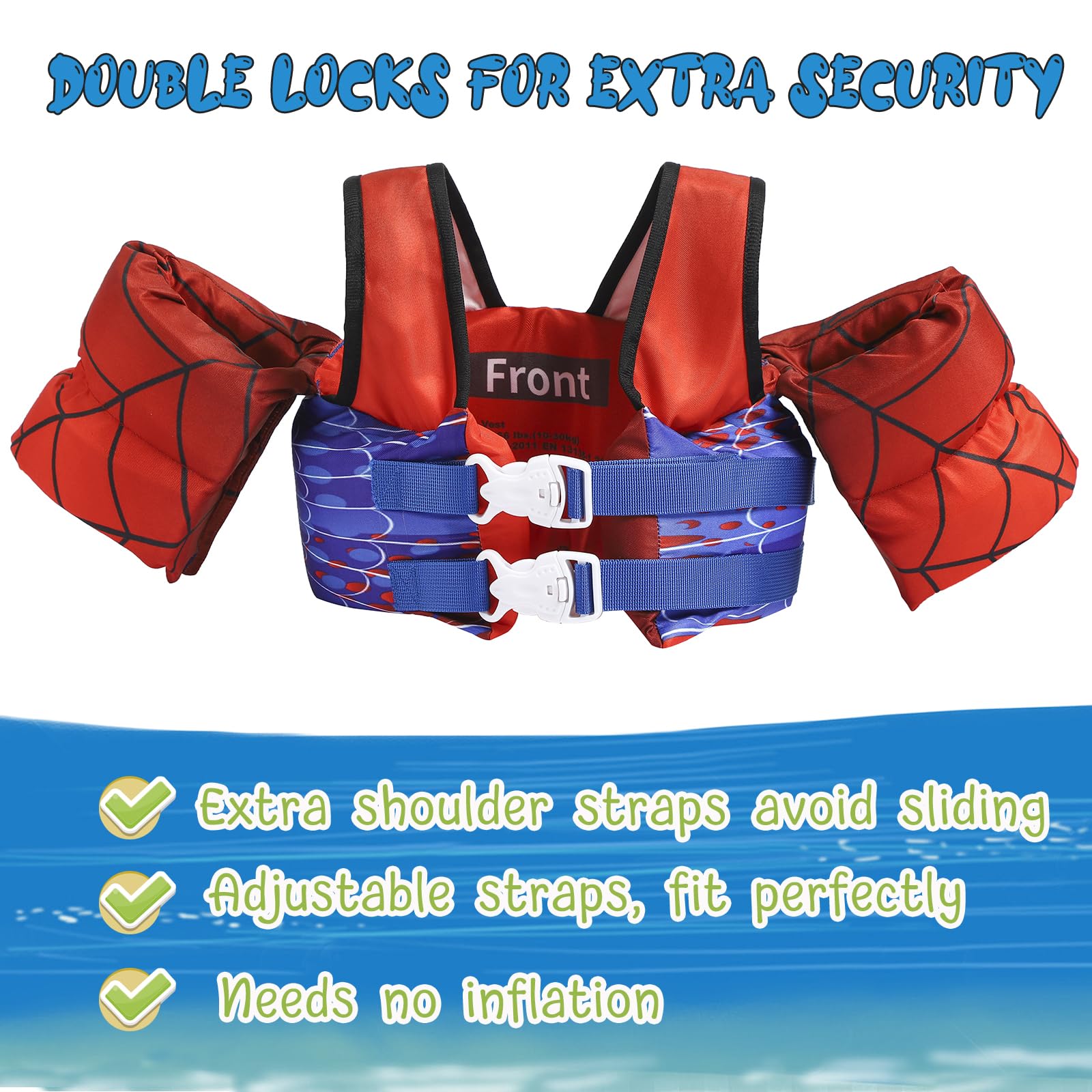 GOSEN Toddler Floaties buckle detail highlighting double safety design
