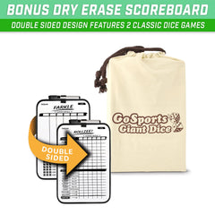 GoSports canvas carrying bag keeps six dice and board organized on the go.