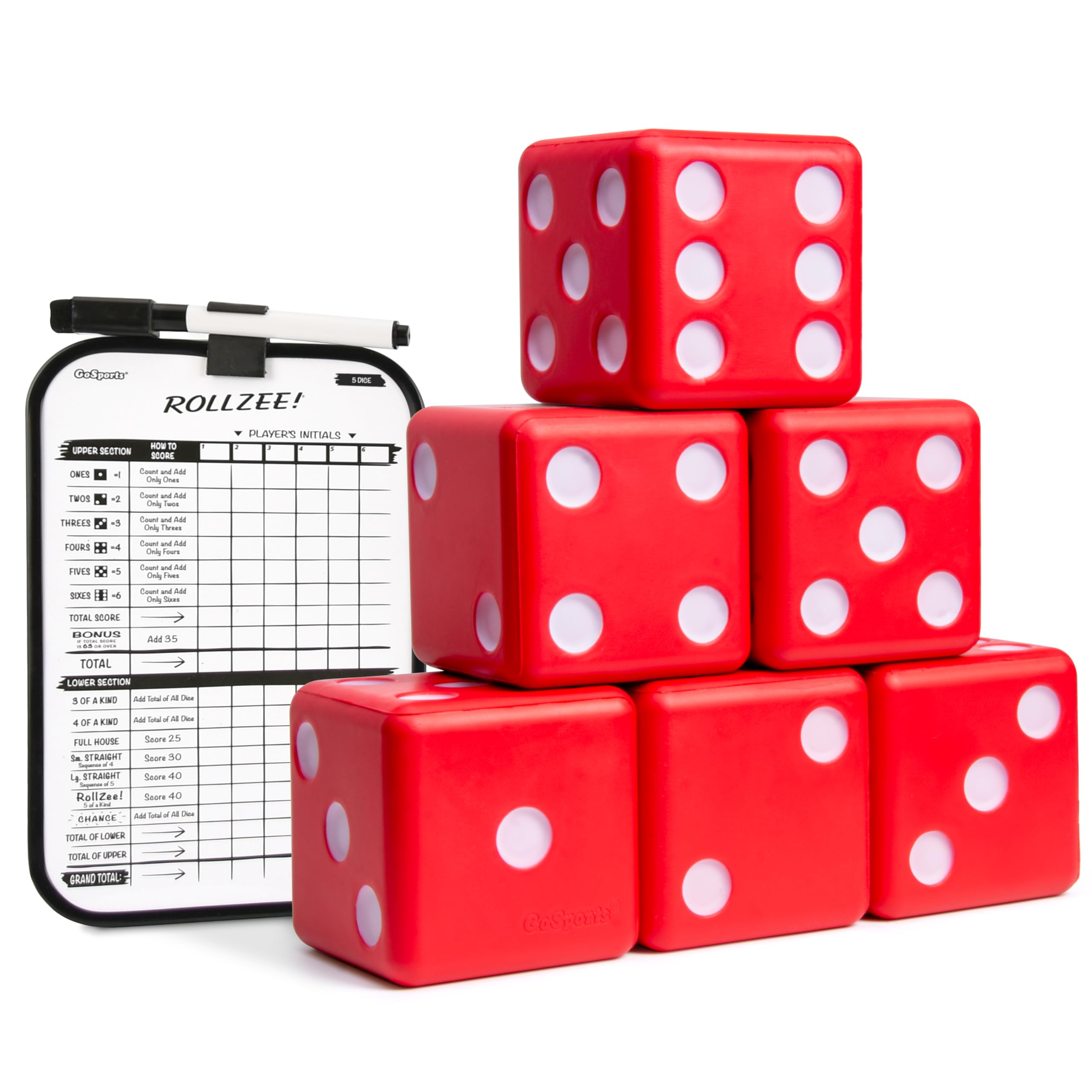 GoSports giant 3.5-inch red foam dice for family game night