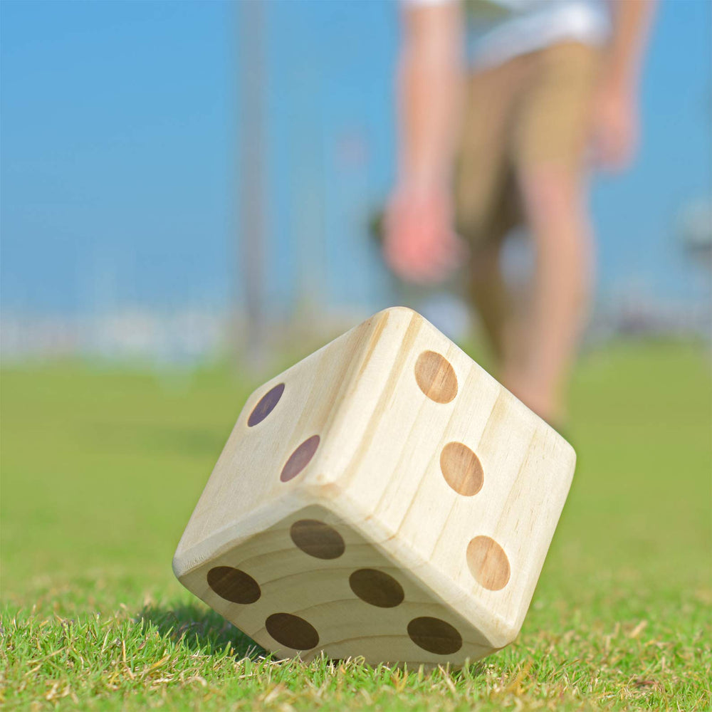 GoSports giant dice with board and bag for simple, portable setup.