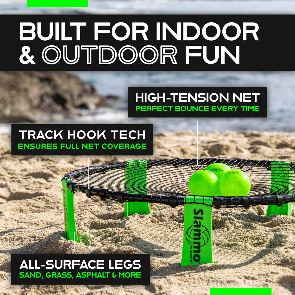 Two players enjoying a GoSports Slammo session on beach or lawn.