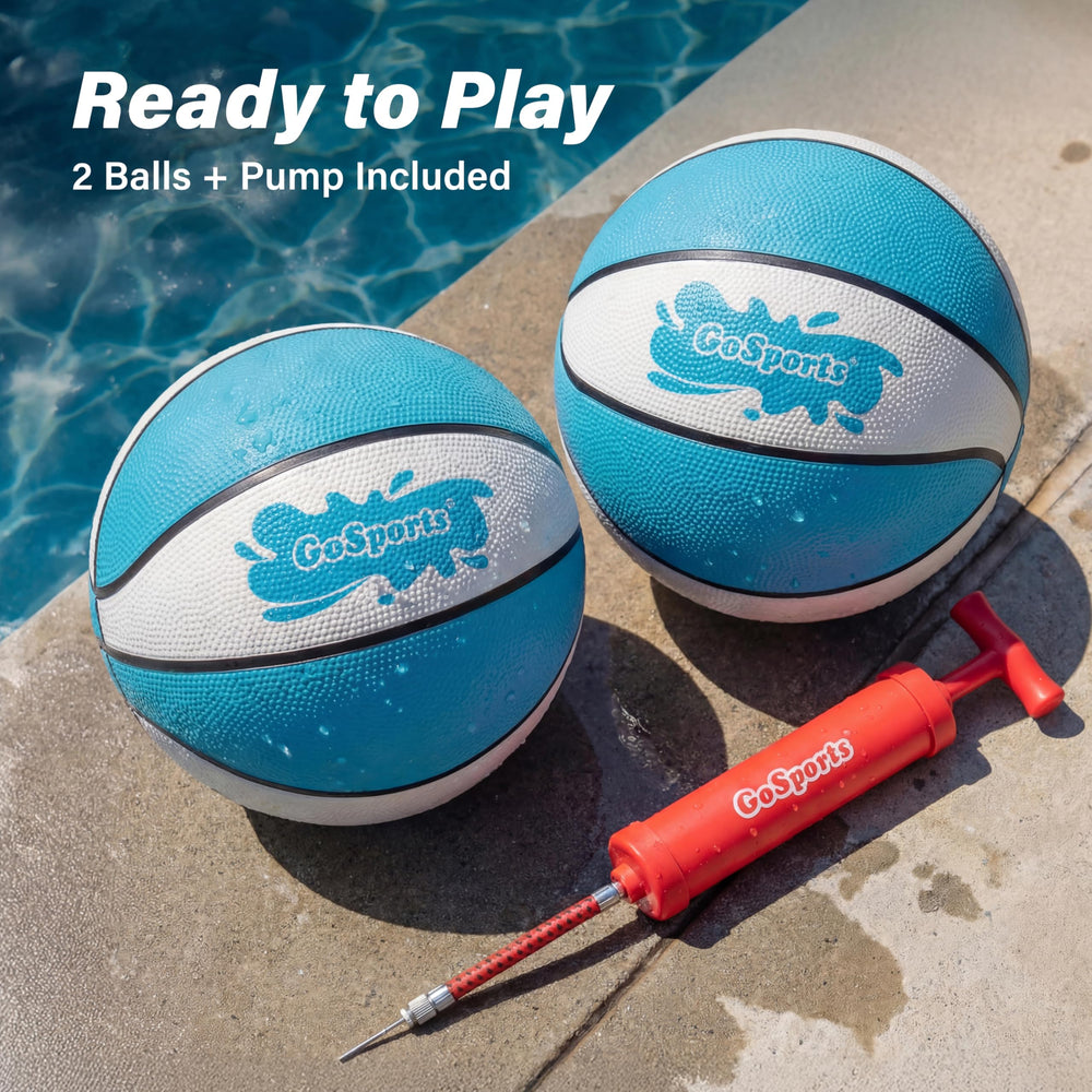 GoSports water basketball includes pump for quick setup