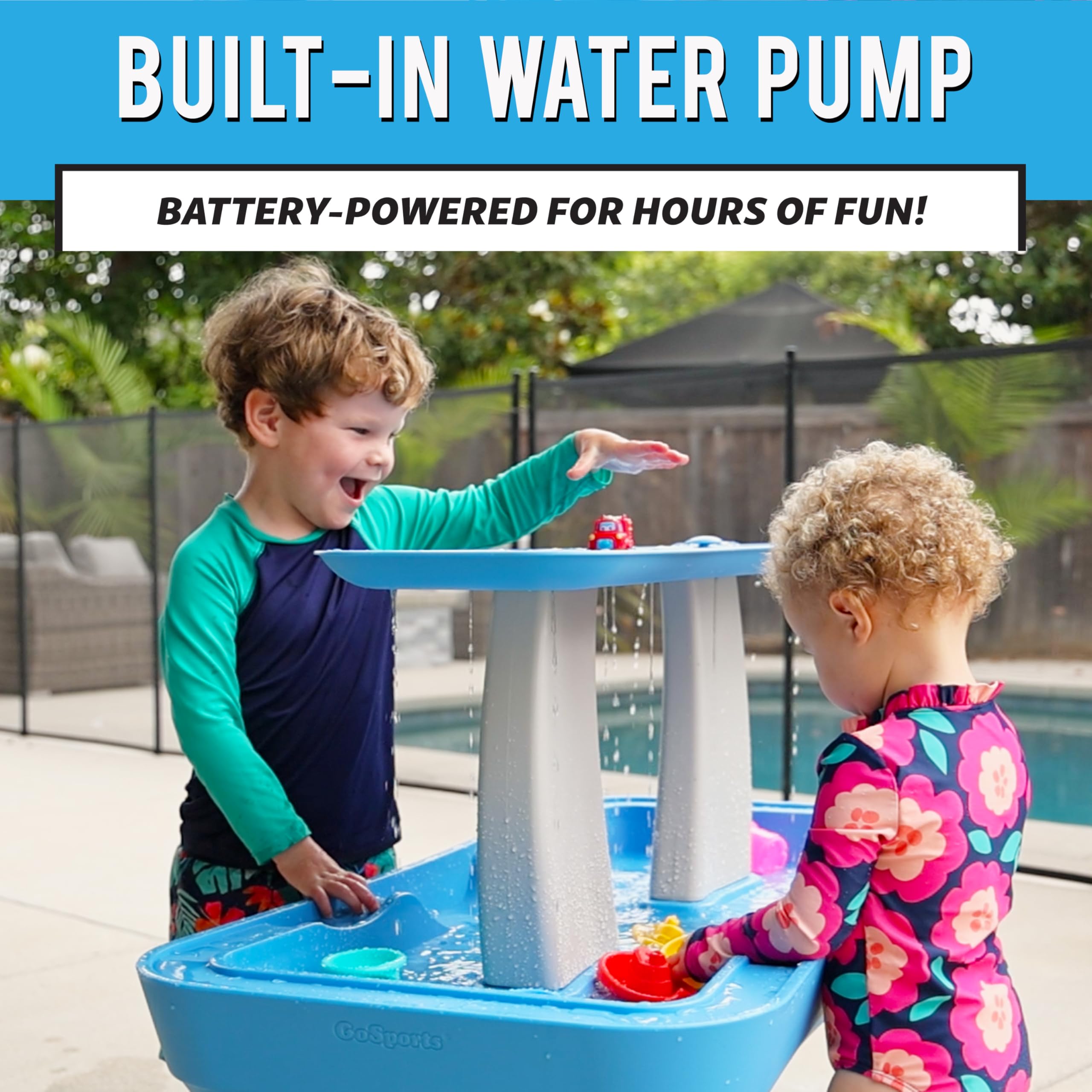GoSports water table racetrack play with boats and cars