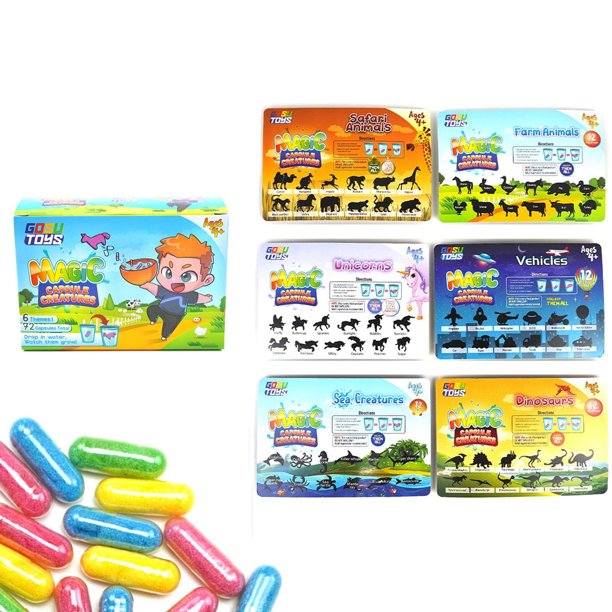 GosuToys Magic Capsule Creatures farm pack emerges in water for imaginative play