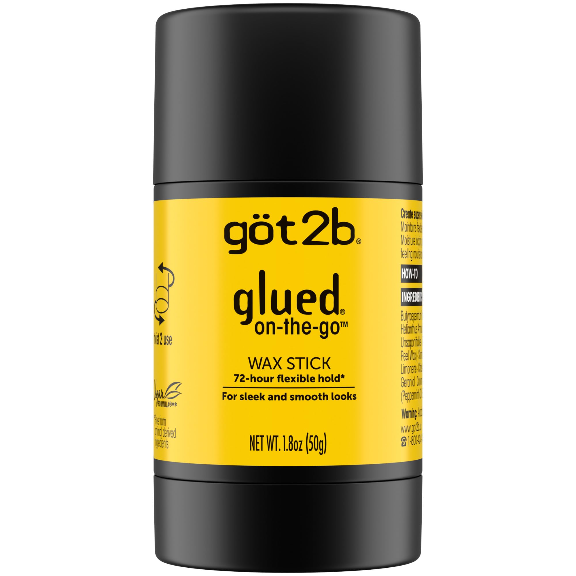 Got2b Glued On-The-Go Wax Stick bottle close-up showing sleek hold