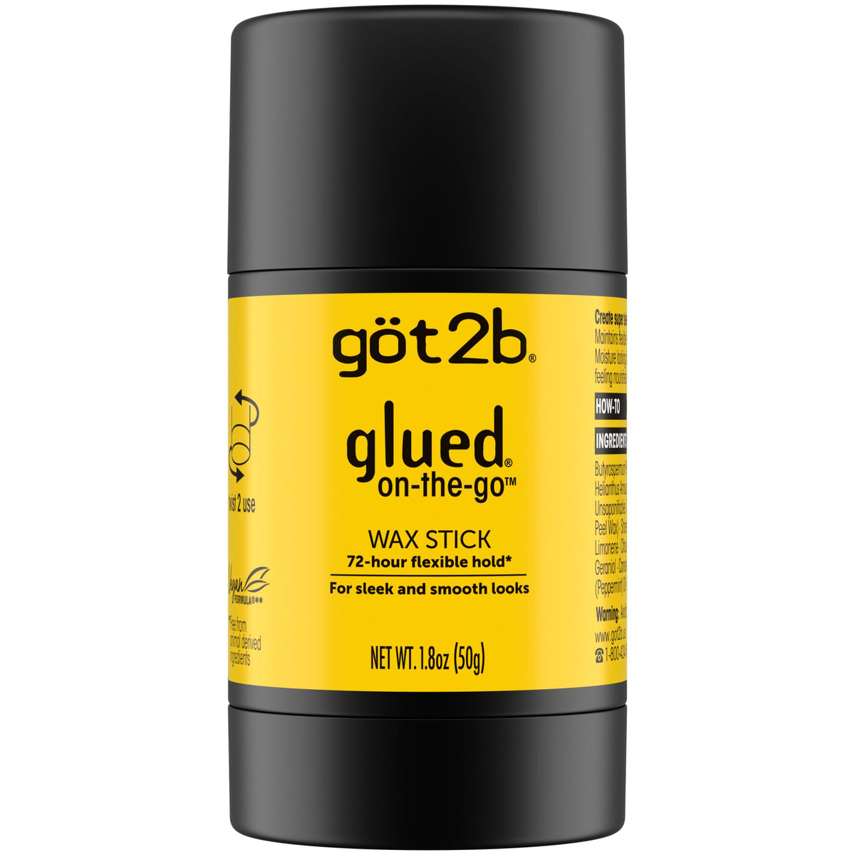 Got2b Glued On-The-Go Wax Stick bottle close-up showing sleek hold