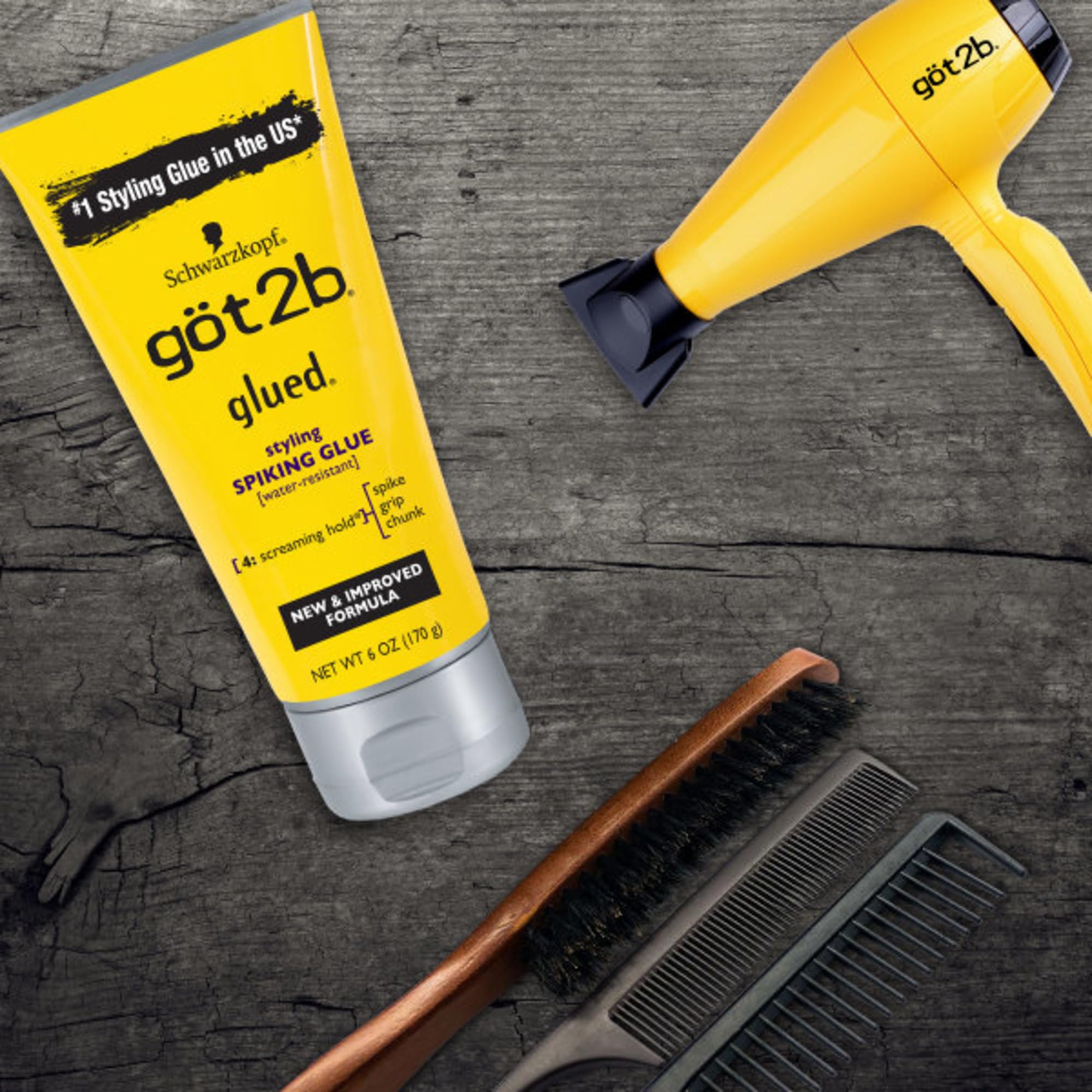 Got2B Glued Styling Hair Gel bottle close-up highlighting long-lasting hold
