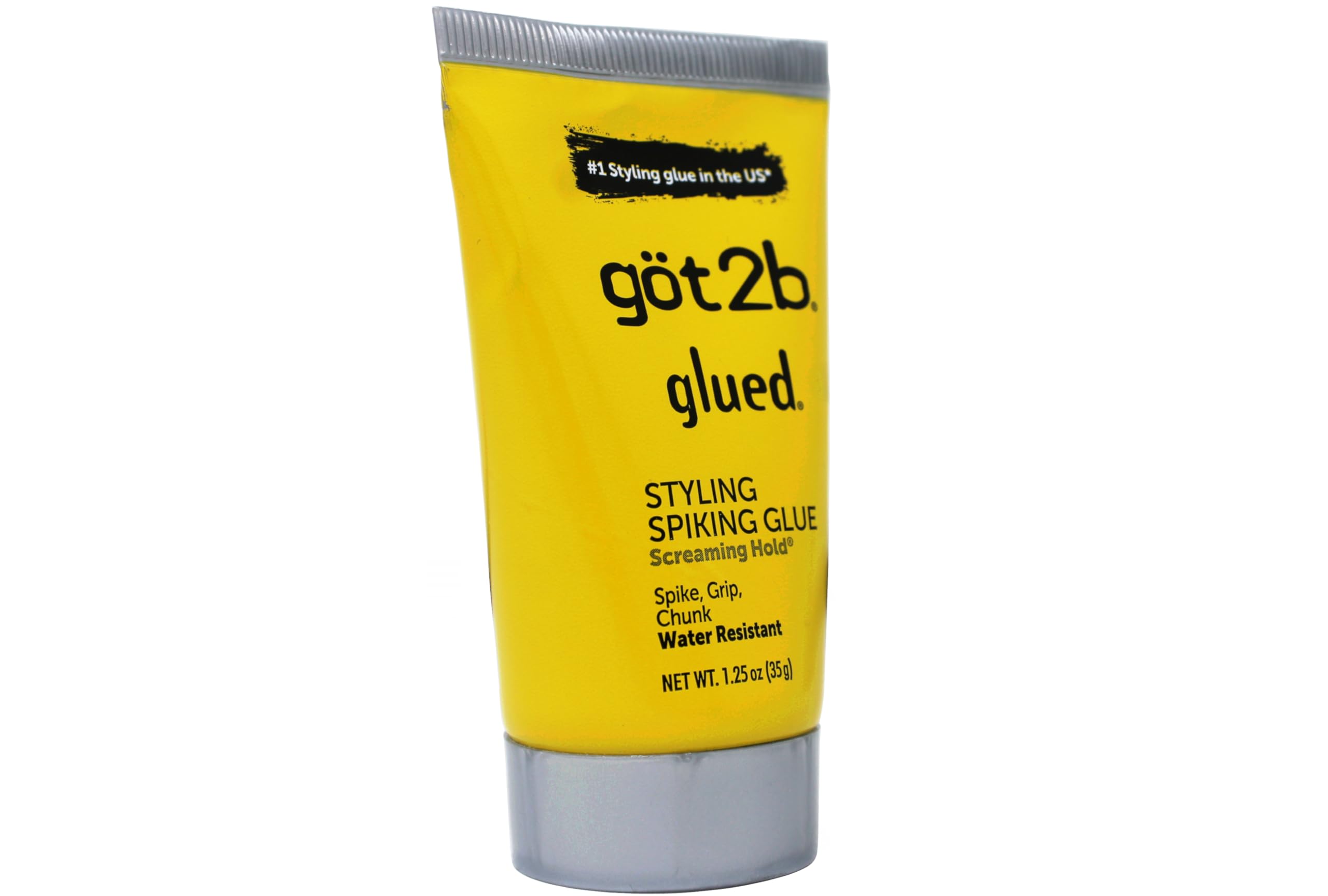 Styled spikes with Got2B Glue demonstrating durable, bathroom-friendly hold.
