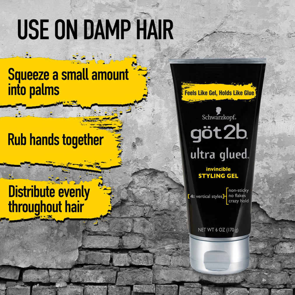 Got2B Ultra Invincible gel achieving a vertical spike look that lasts