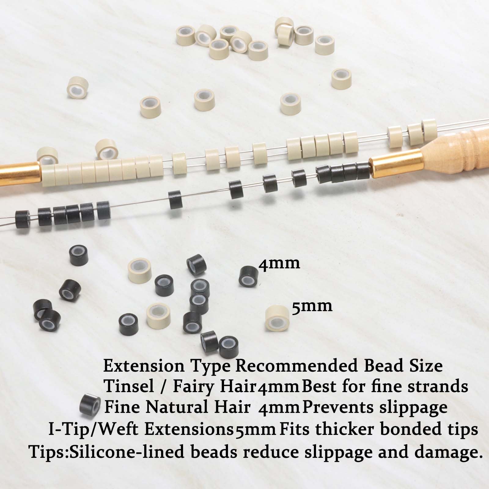GOTDYA silicone-lined beads closeup showing slip resistance interior