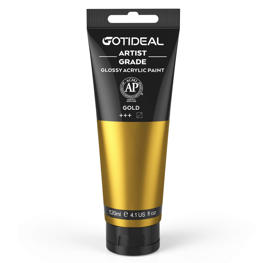 GOTIDEAL 24K Gold acrylic paint tube on canvas for a rich metallic finish