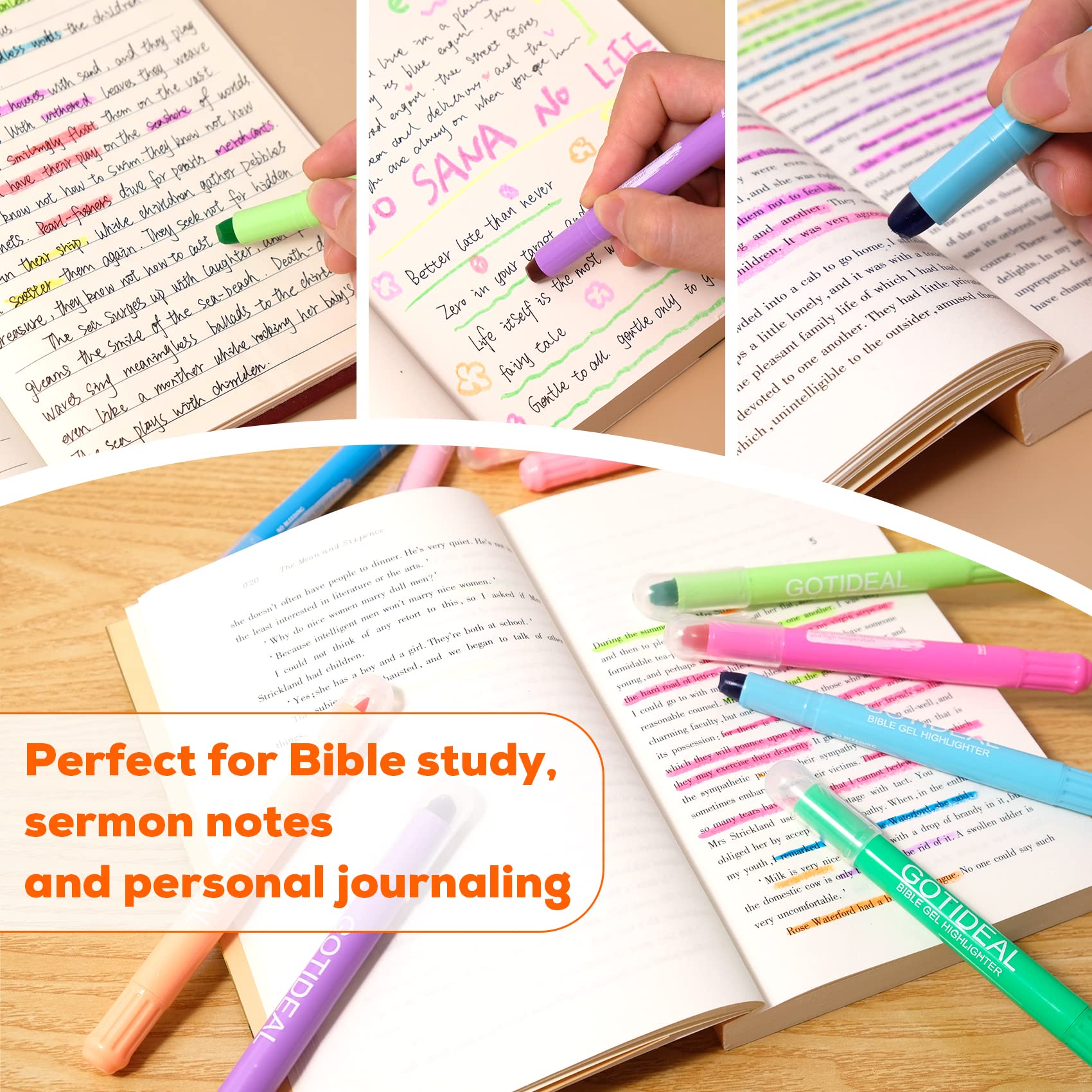GOTIDEAL smooth-glide gel highlighters for easy journal and notes.