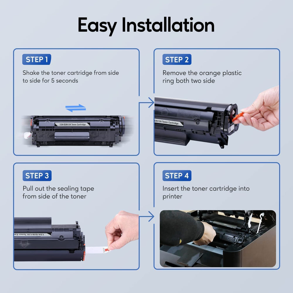 Gotoby 12A toner cartridge in box demonstrates quick replacement