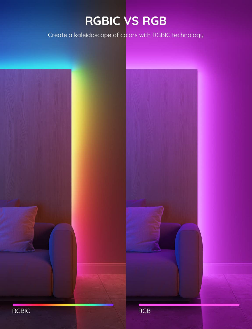 Govee app control interface for easy color and scene tweaks