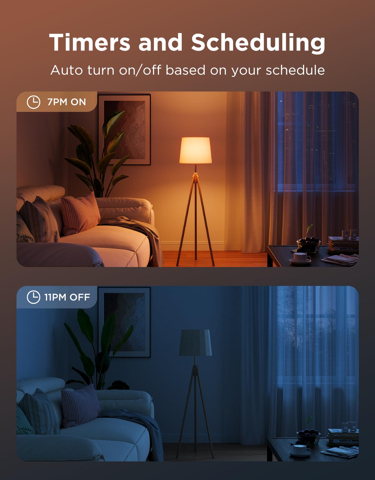 Govee BR30 timer and schedule feature for routine lighting.