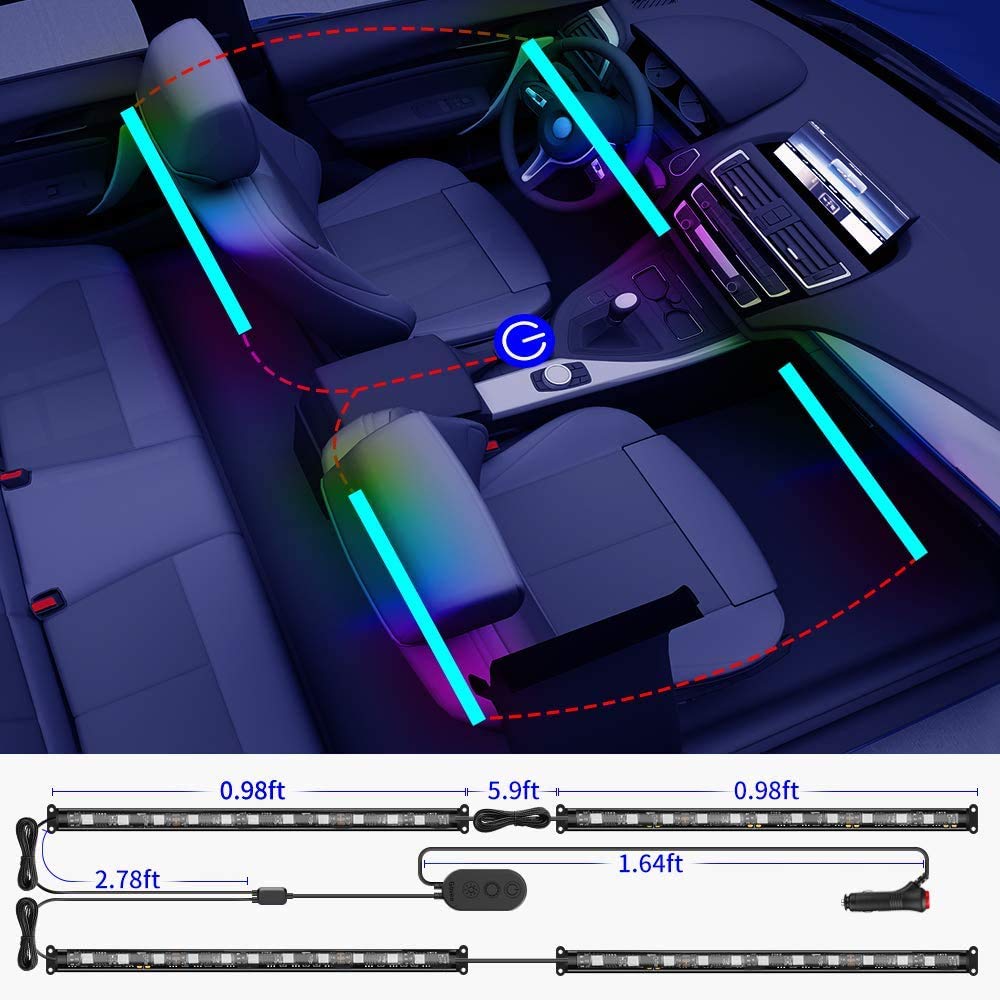 Govee car lights installation setup showing simple wiring and placement